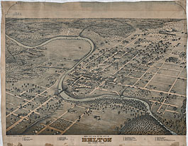 Bird's-eye view of Belton in 1881