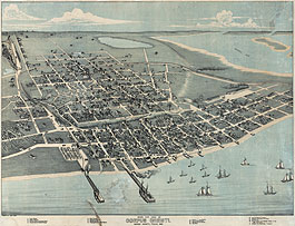 Bird's-eye view of Corpus Christi in 1887