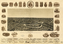 Bird's-eye view of Dallas in 1892