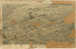 Bird's-eye view of Gatesville in 1884