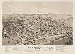 Bird's-eye view of Honey Grove in 1886