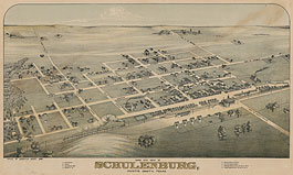 Bird's-eye view of Schulenburg in 1881