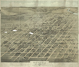 Bird's-eye view of Victoria in 1873