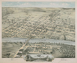 Bird's-eye view of Waco in 1873